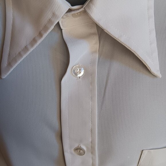 16.5 Large Men's Vintage Sears Perma-Prest 1970's Slinky Nylon Knit Thin - Picture 5 of 8